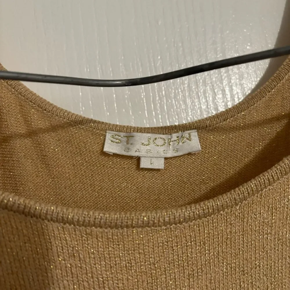 ✨ ST. JOHN BASICS Gold Knit Tank Shell Top | Size Large